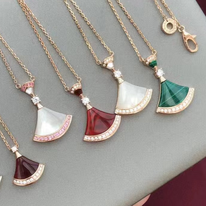 s925 sterling silver necklace high version small skirt necklace fan pendant clavicle chain manufacturer supply can be wholesaled