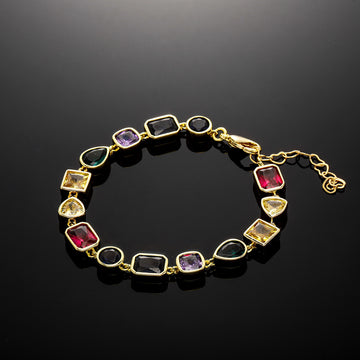 Medieval vintage bracelet, special-shaped colored diamonds, hand-made bezel-setting process, colored zircons, fashion retro jewelry wholesale
